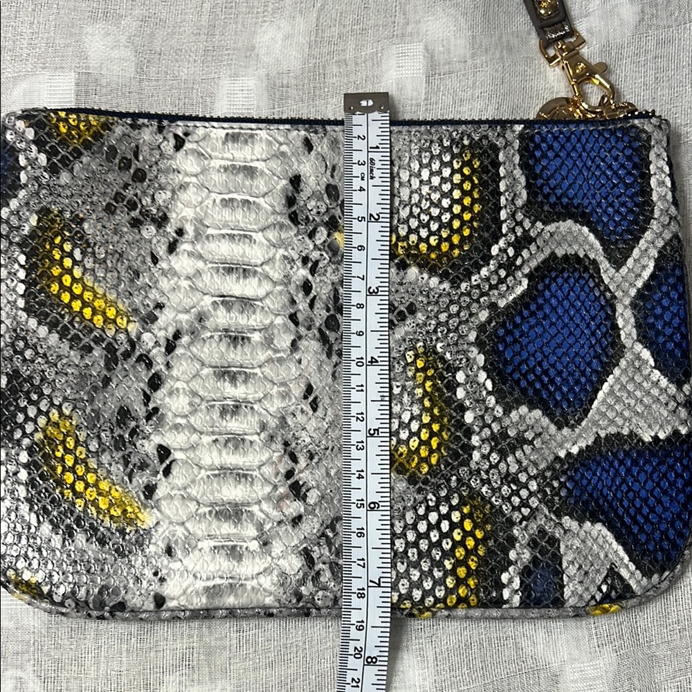 Stephanie Johnson Blue and Yellow Snakeskin Wristlet - Picture 7 of 7